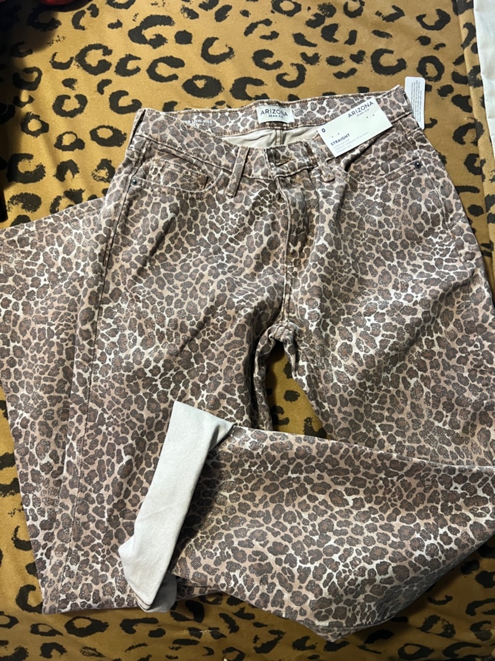 Arizona Jean Company Leopard Print Jeans in Brown size 0